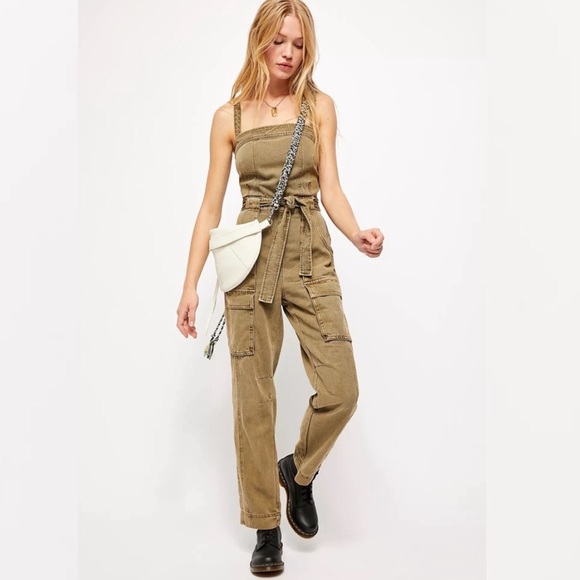 Free People Go West Utility Open Back Jumpsuit S - Picture 3 of 16
